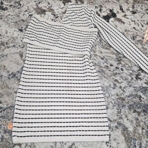 Ronny Kobo Collection One-Shoulder Black and White Dress